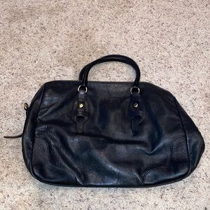 MARGOT Black Genuine Leather Oversized Satchel